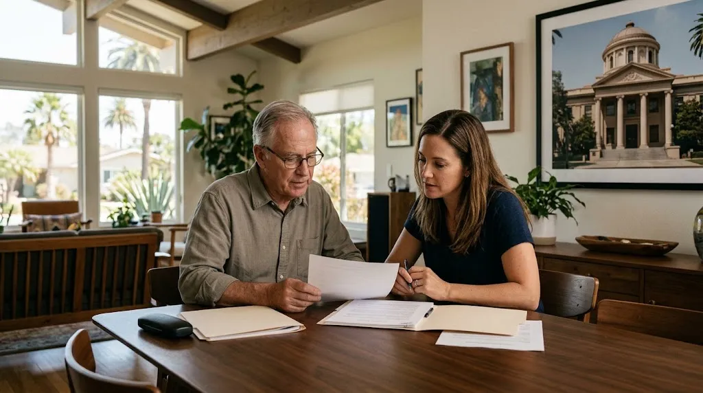 California family reviewing a will before the probate process