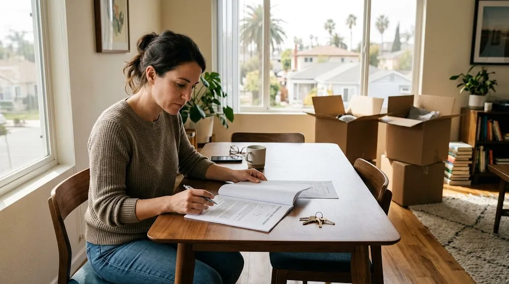 Tenant reviewing a California Lease Agreement before ending the lease early