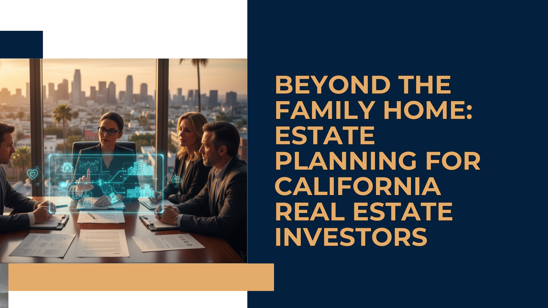 A California real estate investor reviews a succession plan with an attorney, discussing asset protection for a portfolio of rental properties.
