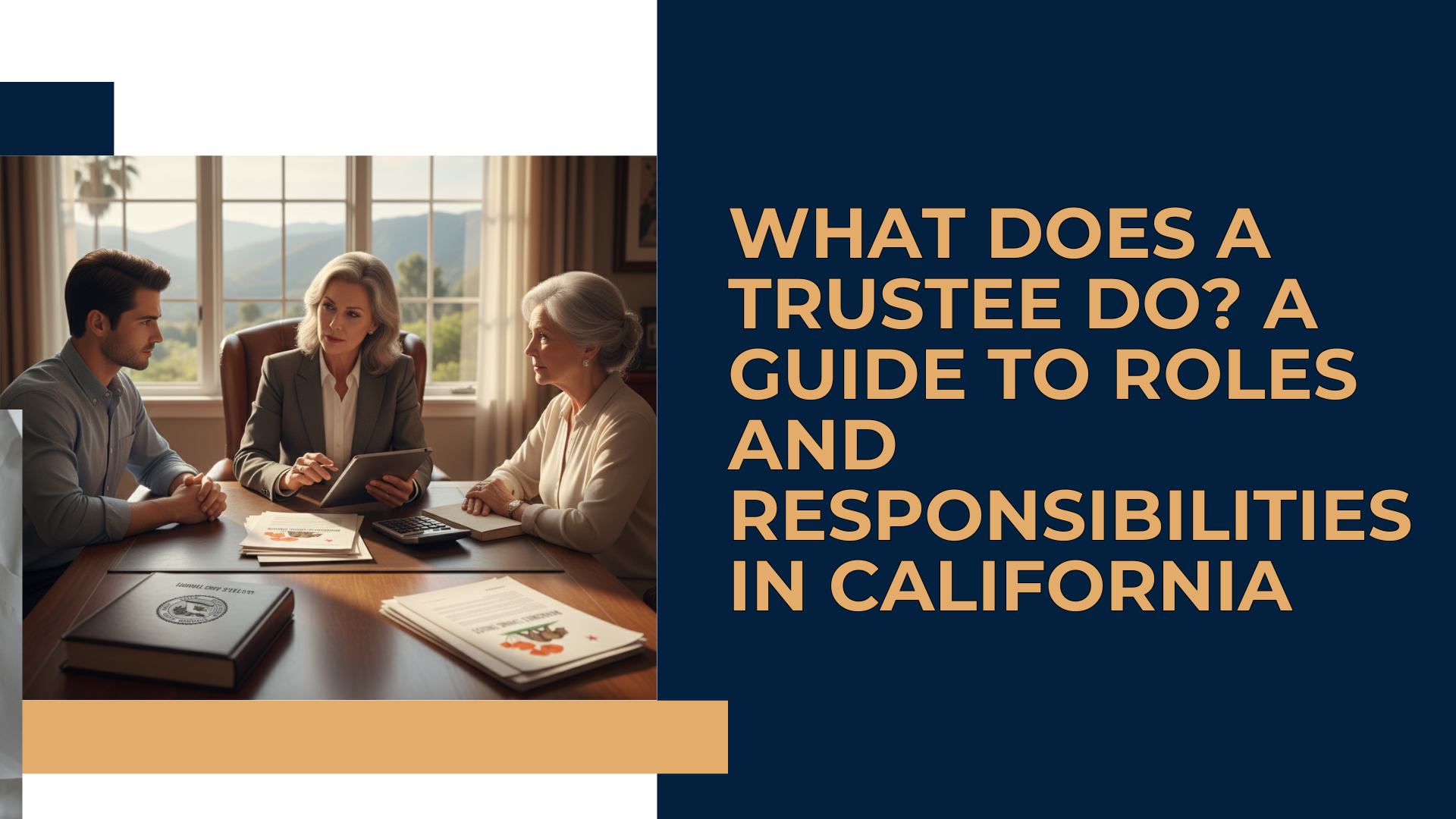 A person reviewing legal documents related to California trust law and trustee duties.
