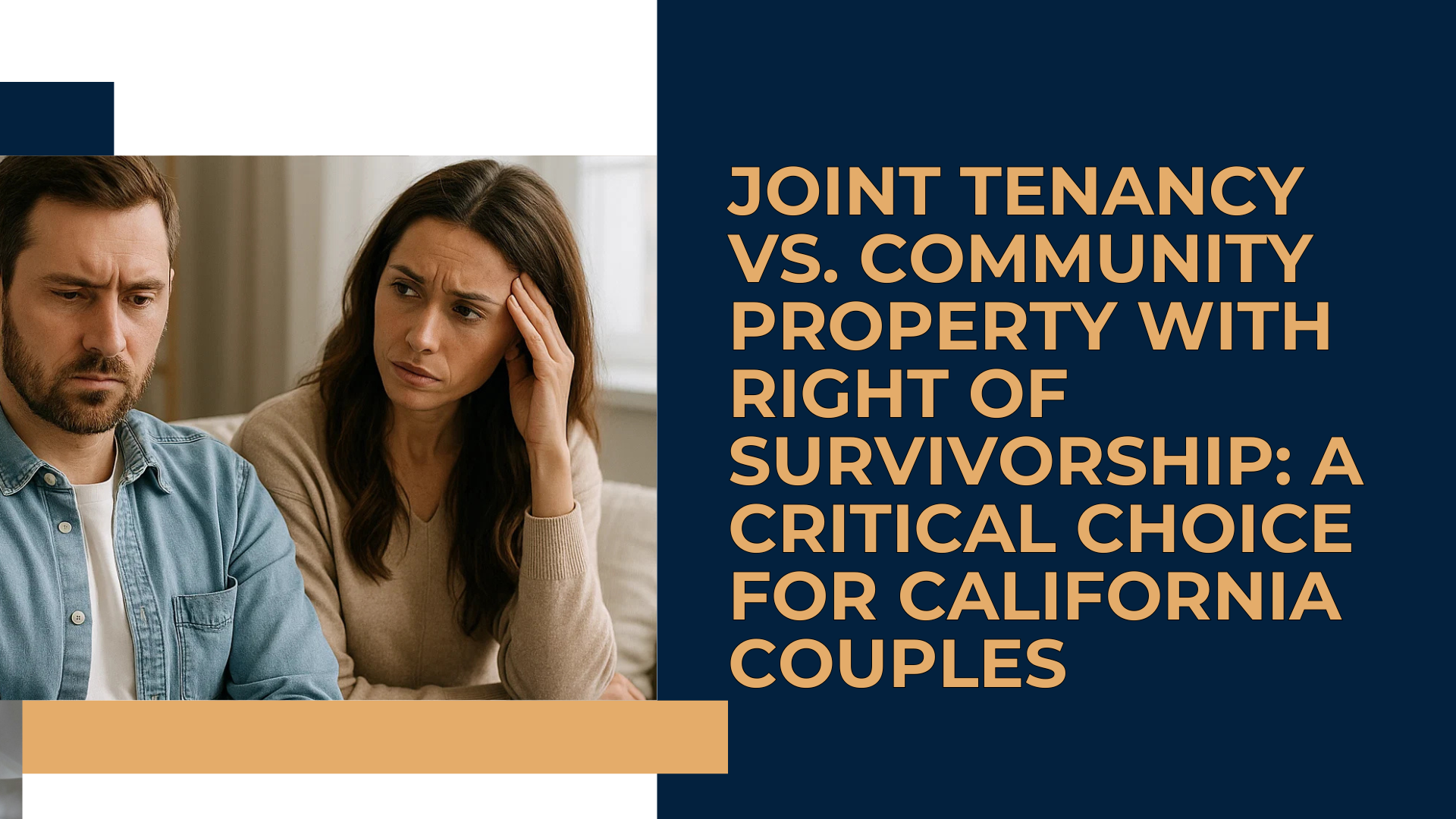 A married couple reviews a property deed, deciding between joint tenancy vs. community property for their real estate vesting.