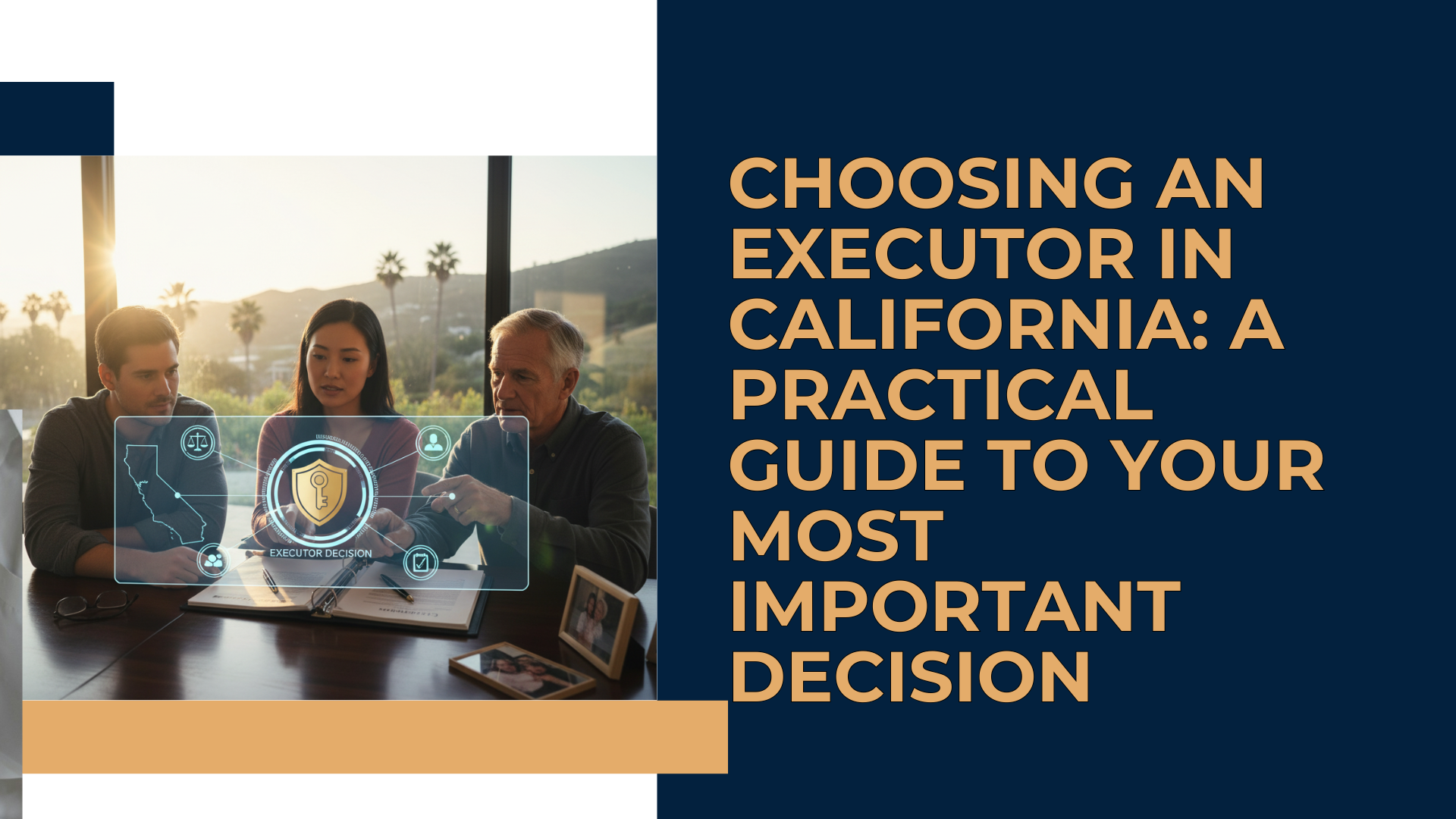 A person thoughtfully choosing an executor for their California will.