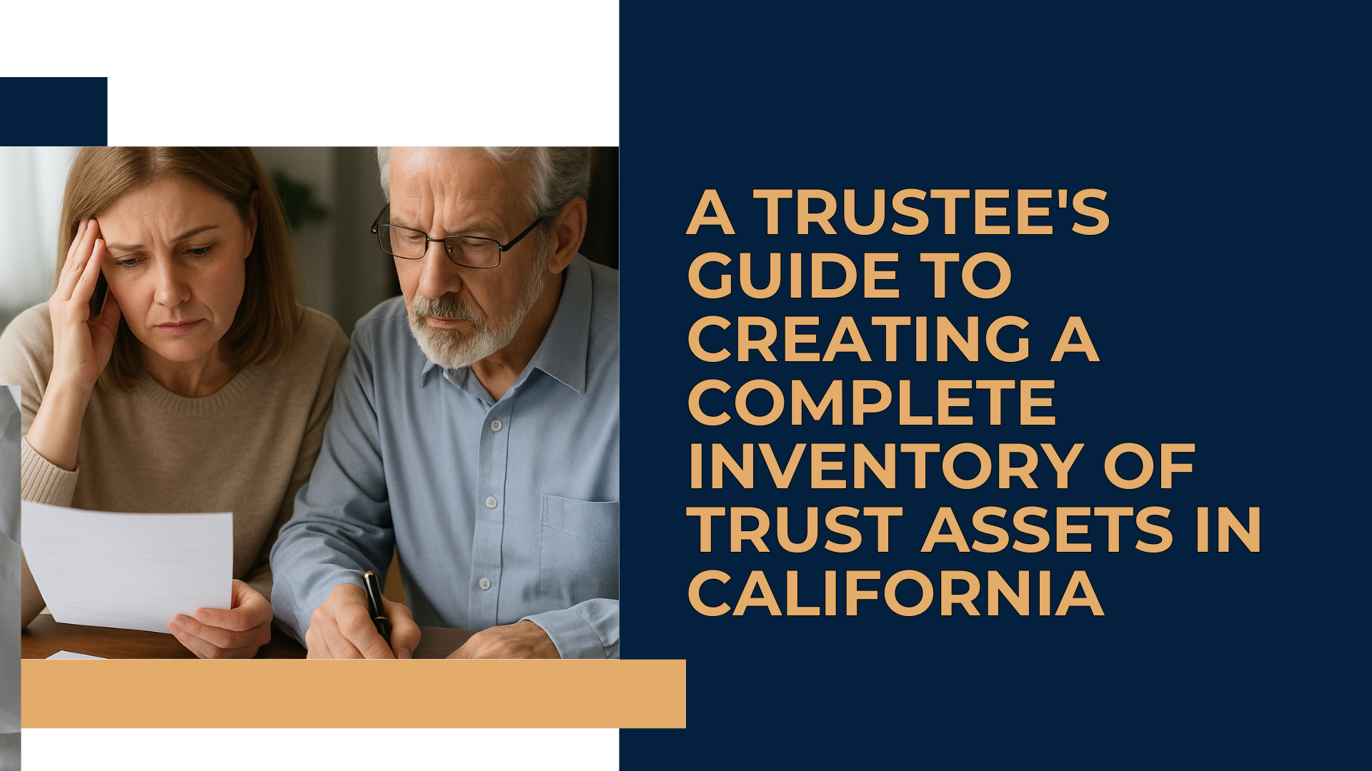 A successor trustee organizing documents to create an inventory of trust assets.