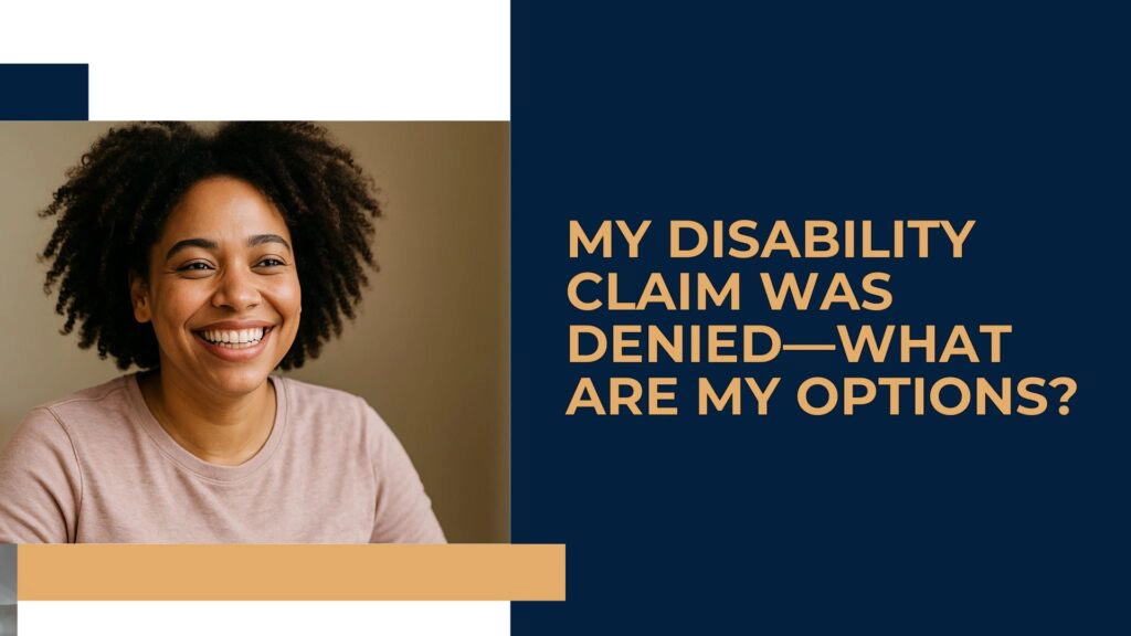 A concerned woman reviews a Social Security letter, representing a disability claim denied notice, while sitting at her table.