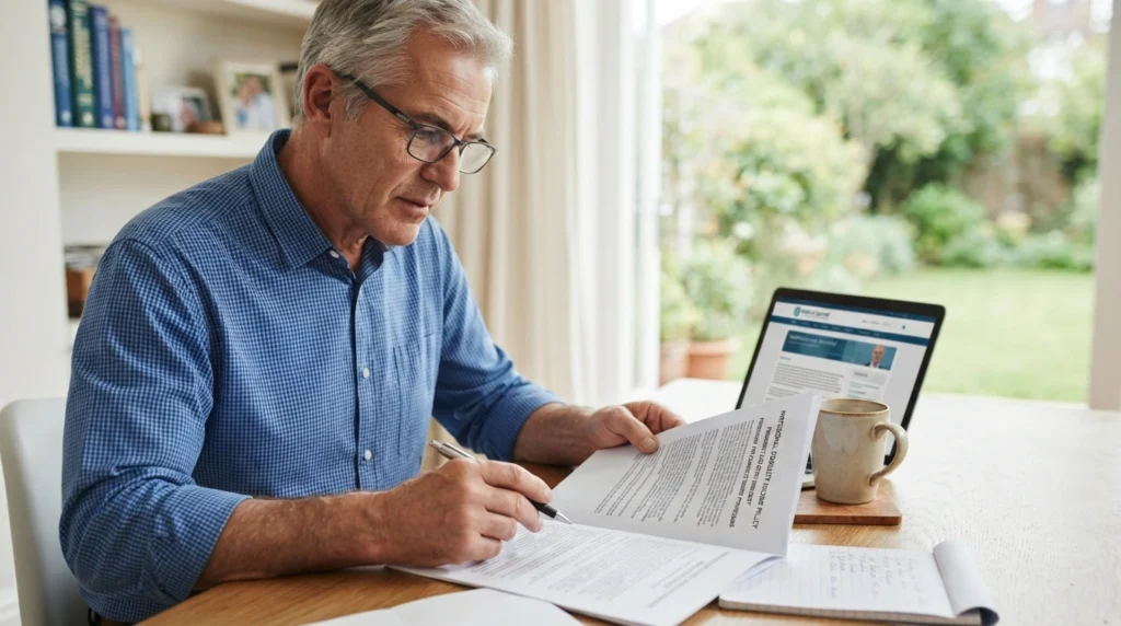 A physician reviewing documents related to retirement, continued medical work, and malpractice coverage requirements.